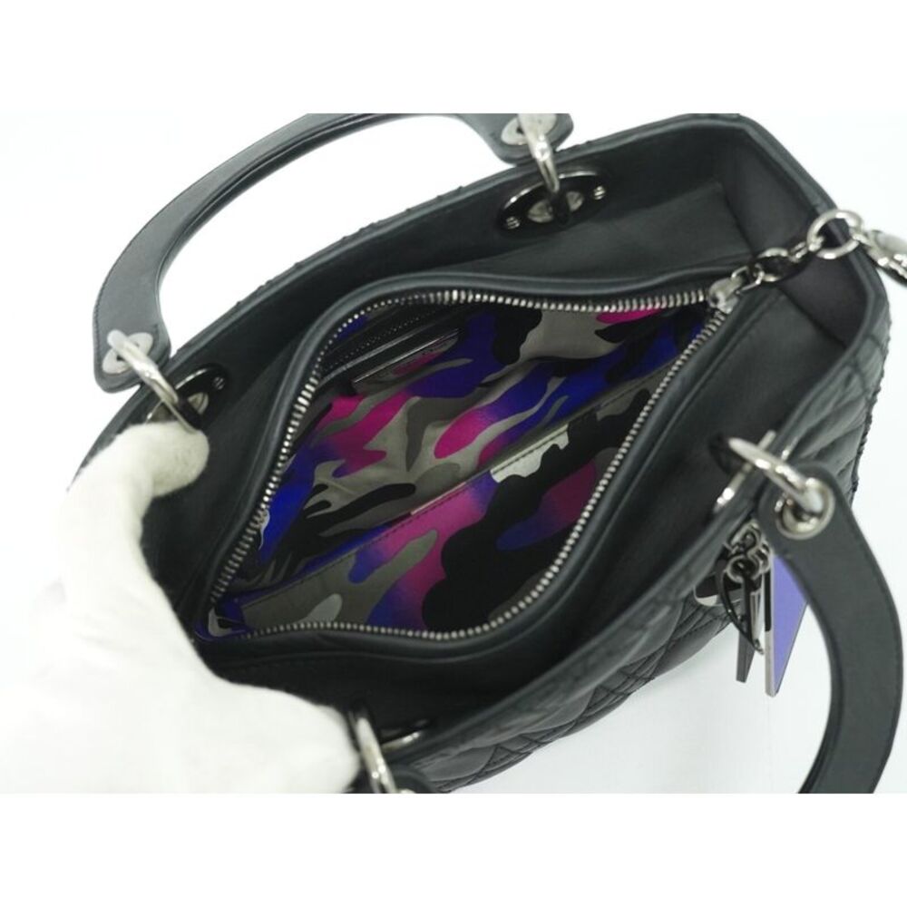 Dior Lady Dior Black Leather Handbag (Pre-Owned) - Picture 6 of 10